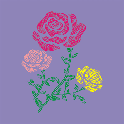 Rose Flower Rhinestone Transfers